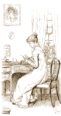 Jane Austen at desk